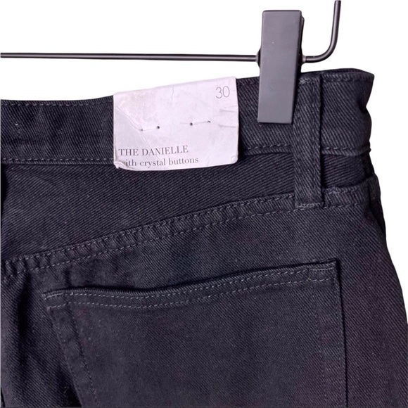 WeWoreWhat The Danielle Straight Leg Jeans Crystal Buttons Black Size 30 - Picture 9 of 13